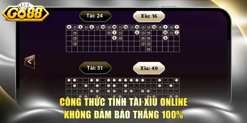 Các công thức tính tài xỉu online không đảm bảo thắng 100%