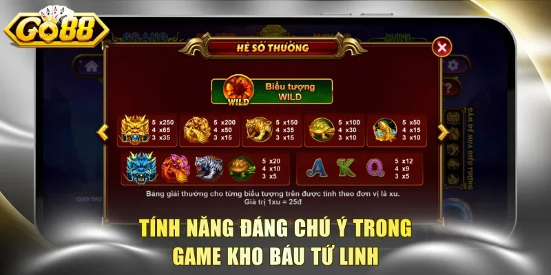 Tính năng đáng chú ý trong game Kho Báu Tứ Linh